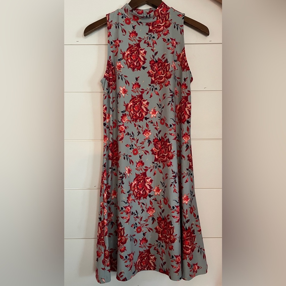MUDD floral dress, mock turtle neck, sleeveless (Juniors)